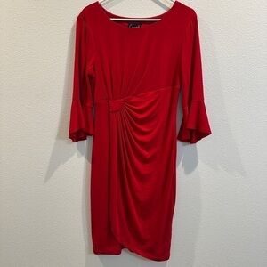 Elegant Red Dress with Ruffle Sleeves
